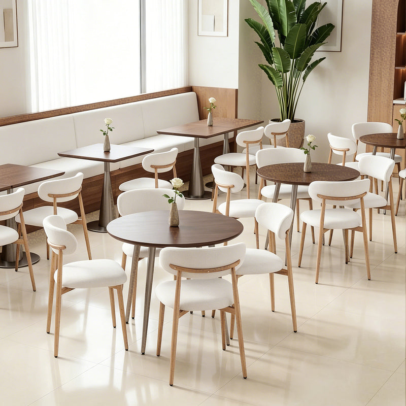 Modern Dining Chairs Set Of 2,Upholstered Kitchen Chairs With Walnut Grain Metal Legs