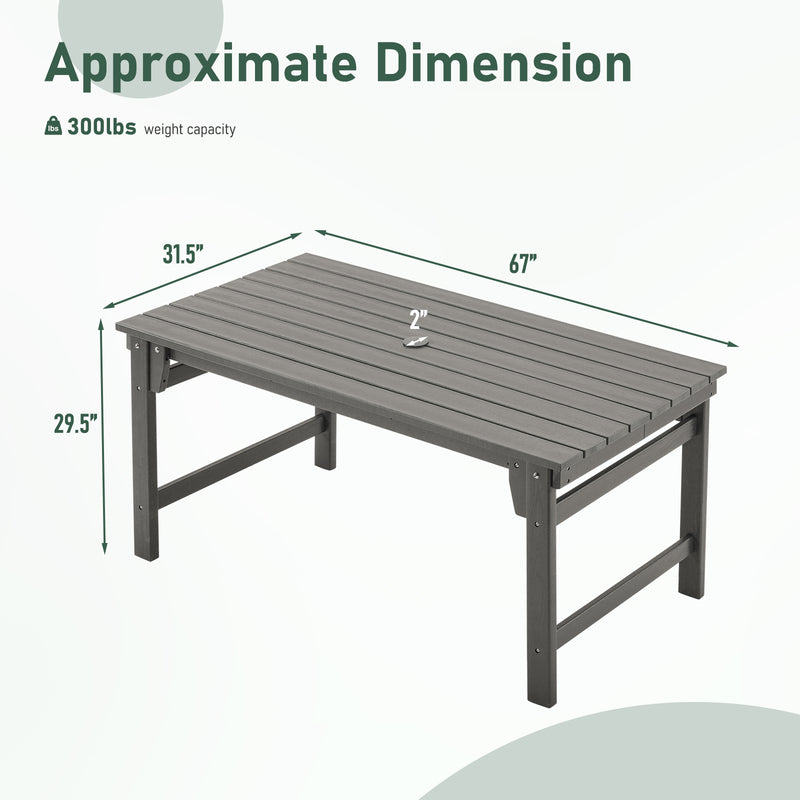 5-Piece Outdoor Dining Set, 67" HDPE Dining Table and Chairs for 4,Outdoor Furniture Set for Backyard