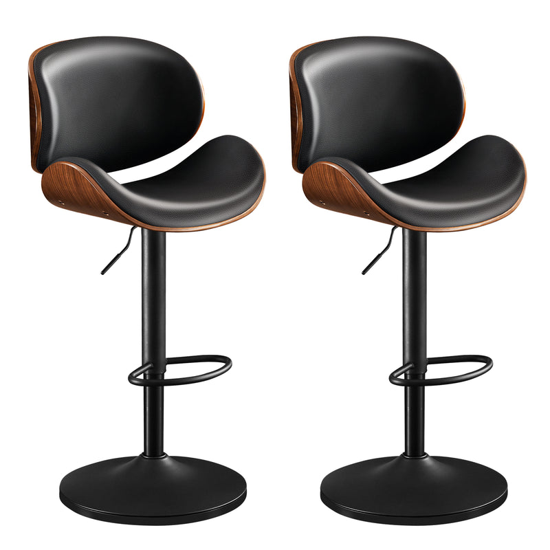 Upholstered Bar Stool Set Of 2 With Footrest