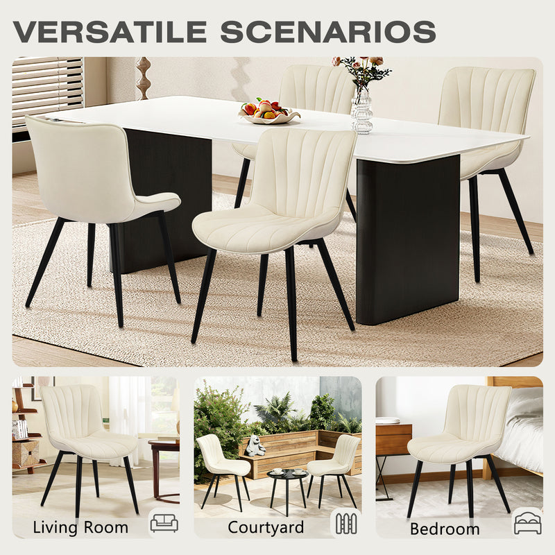 Mid Century 2-Pcs Dining Chairs Velvet Kitchen And Dining Room Chairs Upholstered Accent Chairs With Ergonomic Back