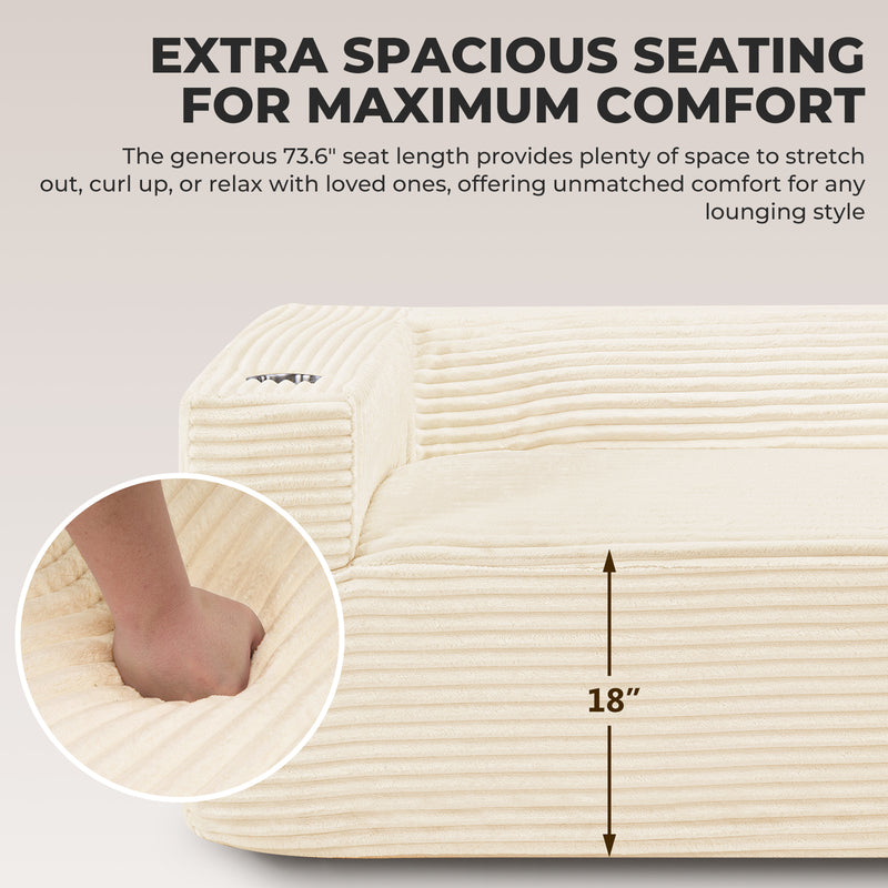 92'' Oversize boneless Sofa,Modern Loveseat with Cup Holder