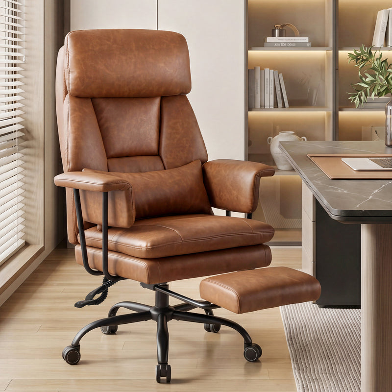 PU Leather High Back Executive Office Chair with Adjustable Lumbar Support