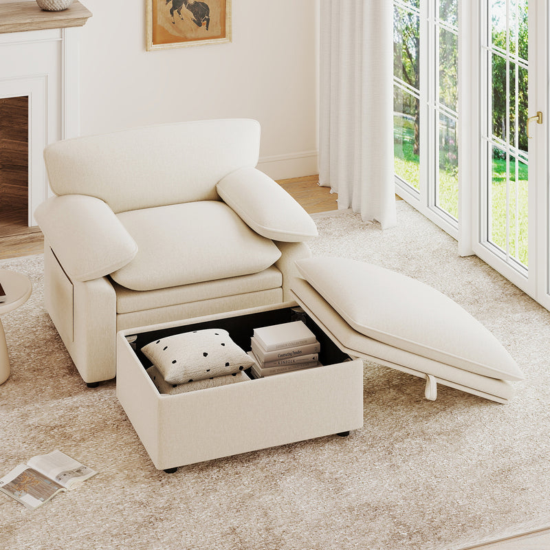 Oversized Accent Chair with Storage Ottoman