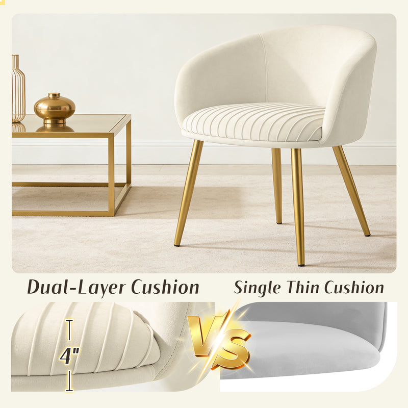 Makeup Vanity Chair Velevt Upholstered Side Chair with Metal Legs