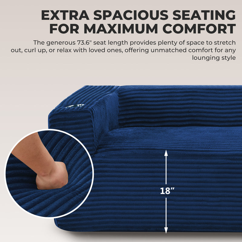 92'' Oversize boneless Sofa,Modern Loveseat with Cup Holder