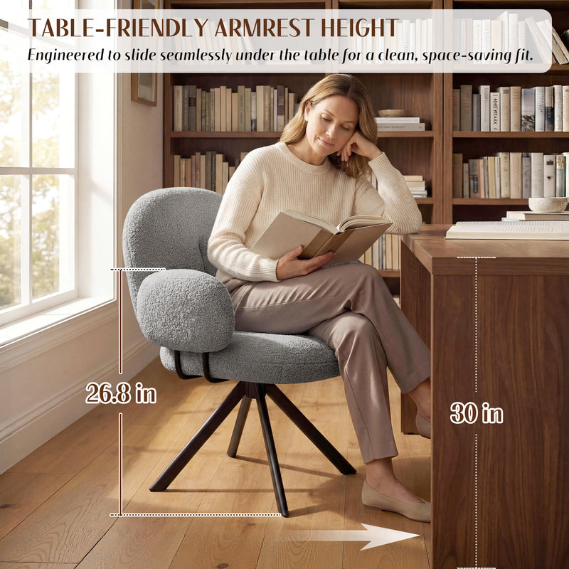 Cute Swivel Teddy Vanity Chair With Round Shaped