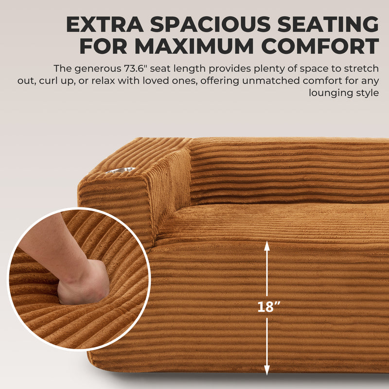 92'' Oversize boneless Sofa,Modern Loveseat with Cup Holder