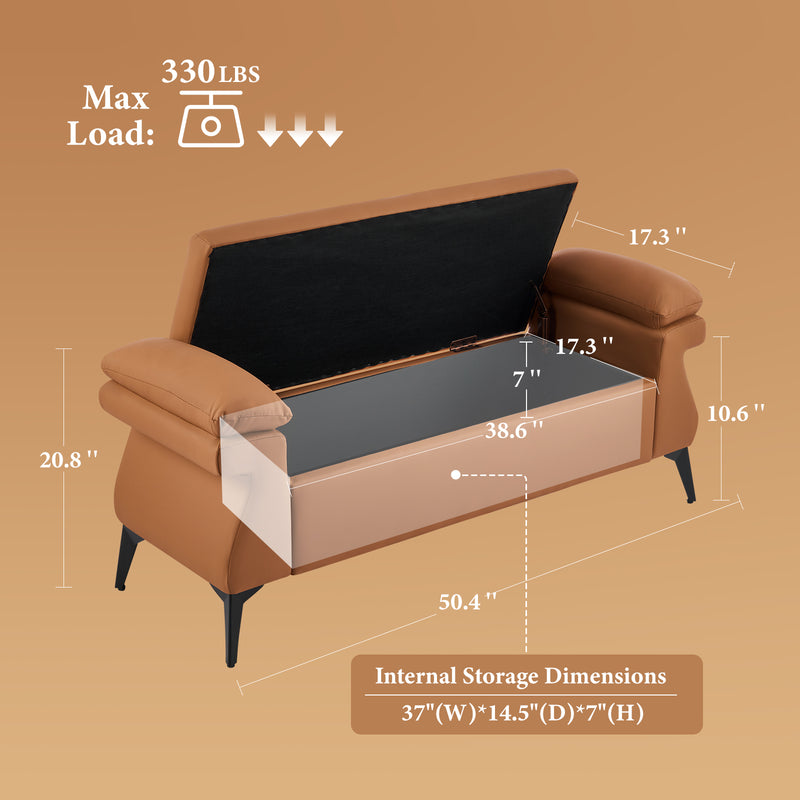 51” Storage Bench with Armrest Cushion