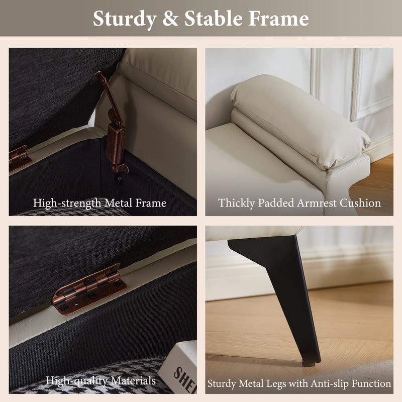 51” Storage Bench with Armrest Cushion