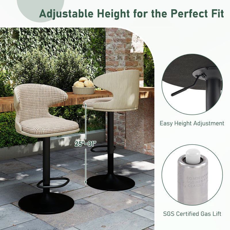 Adjustable Outdoor HDPE Waterproof Bar Stools Set of 2