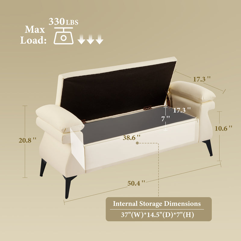 51” Storage Bench with Armrest Cushion