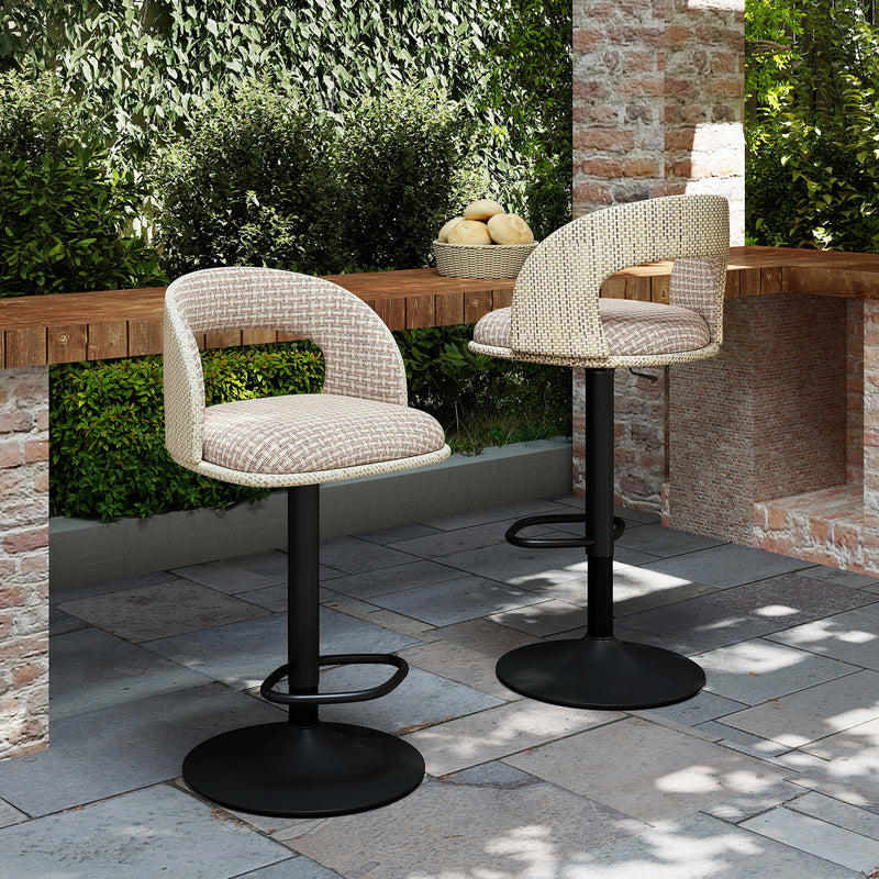 Adjustable Outdoor HDPE Bar Stools Set of 2, Waterproof Textilene Swivel Patio Bar Chairs