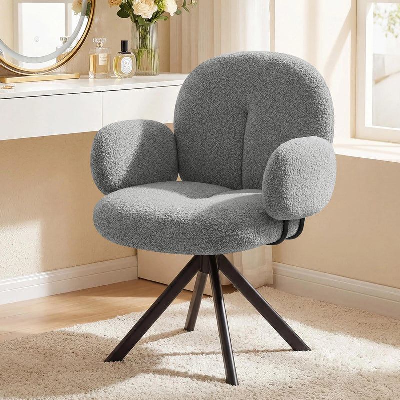 Cute Swivel Teddy Vanity Chair With Round Shaped