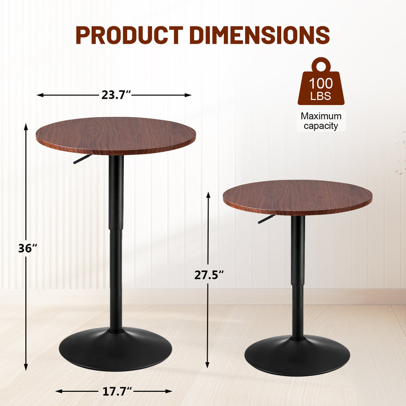 Furniliving Modern Round Side Table Adjustable Height Bar Table