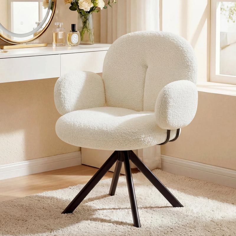 Cute Swivel Teddy Vanity Chair With Round Shaped
