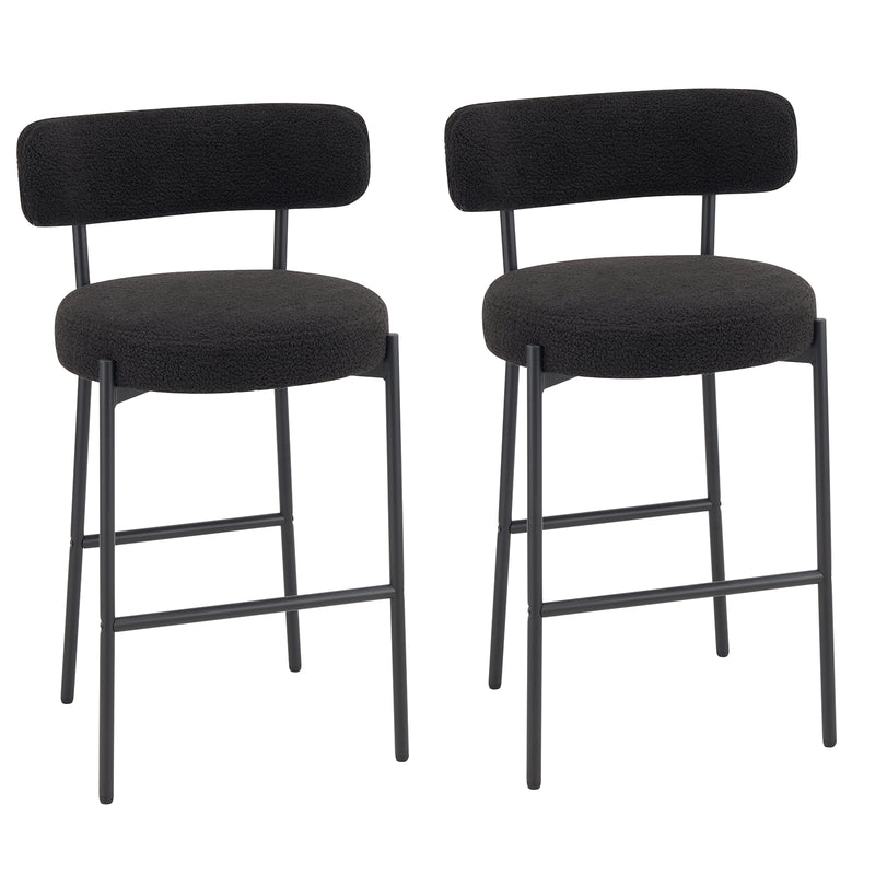 38’’ Upholstered Bar Chairs With Curved Backrest Set Of 2