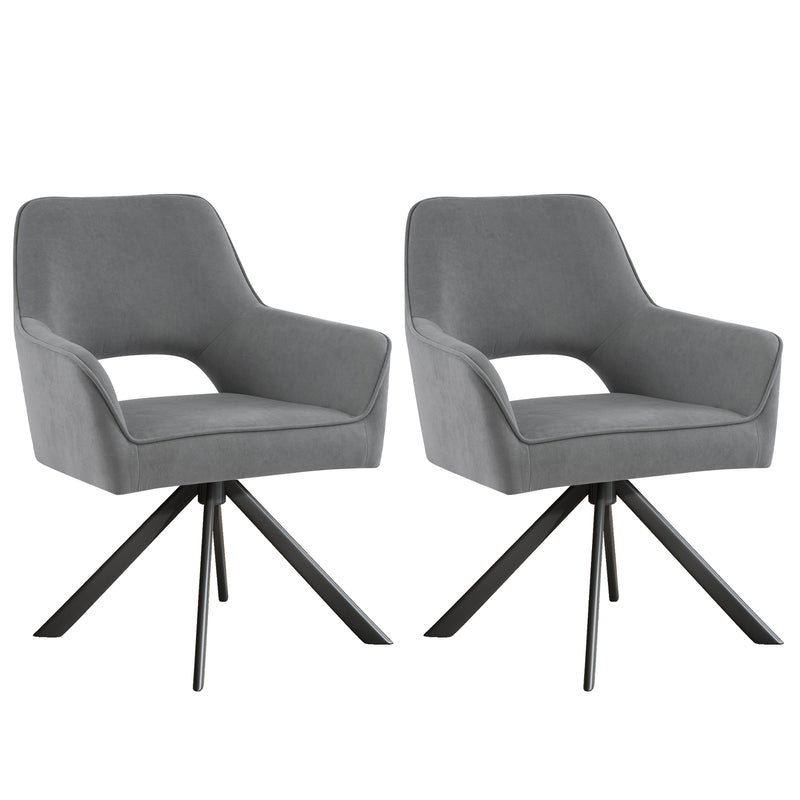 Modern Chenille Swivel Dining Chairs Set of 2