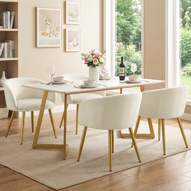 Makeup Vanity Chair Velevt Upholstered Side Chair with Metal Legs