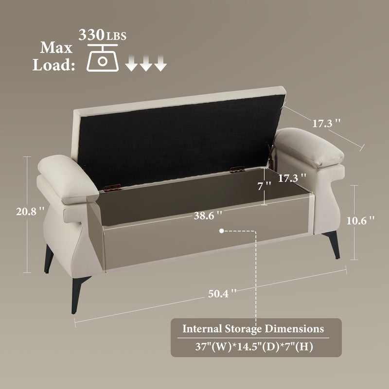 51” Storage Bench with Armrest Cushion