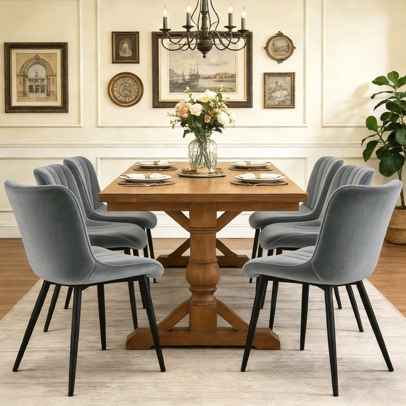 Mid Century 2-Pcs Dining Chairs Velvet Kitchen And Dining Room Chairs Upholstered Accent Chairs With Ergonomic Back