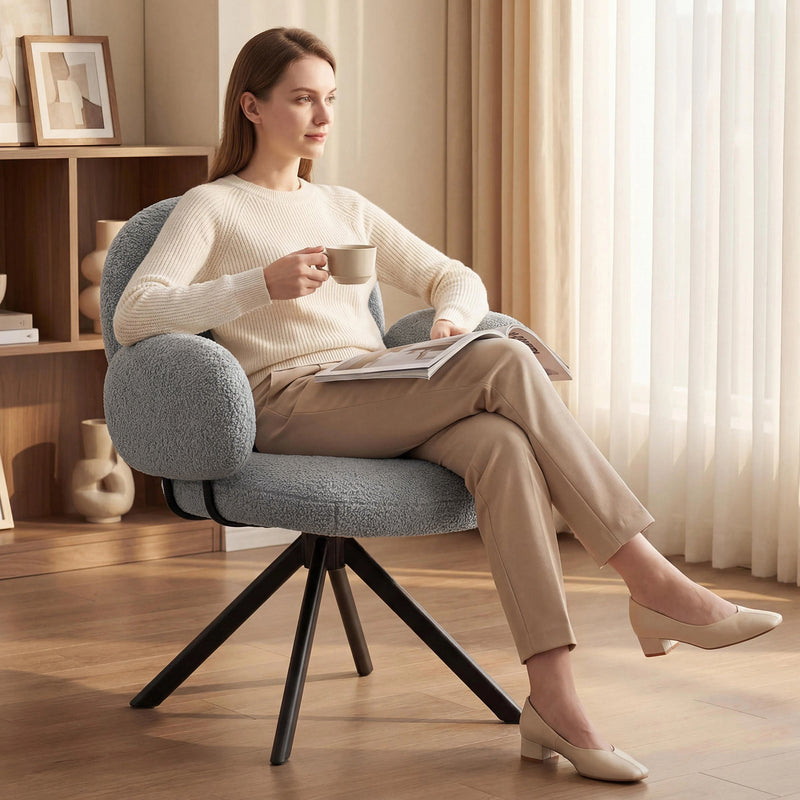 Cute Swivel Teddy Vanity Chair With Round Shaped