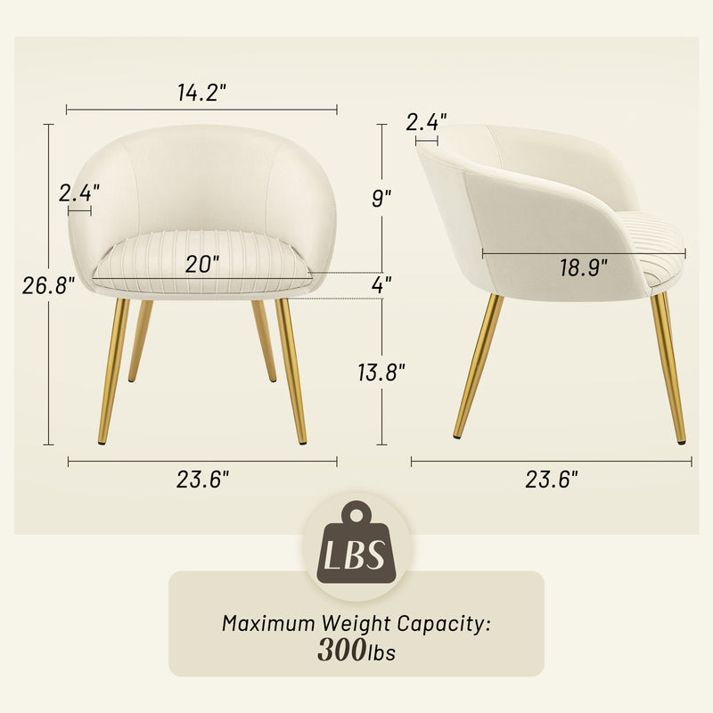 Makeup Vanity Chair Velevt Upholstered Side Chair with Metal Legs