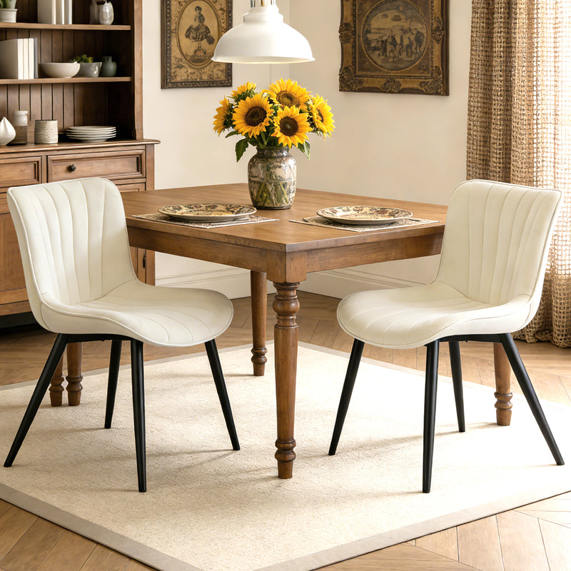 Mid Century 2-Pcs Dining Chairs Velvet Kitchen And Dining Room Chairs Upholstered Accent Chairs With Ergonomic Back