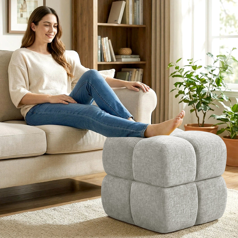Oversize Storage Ottoman,Modern Chenille Vanity Chair