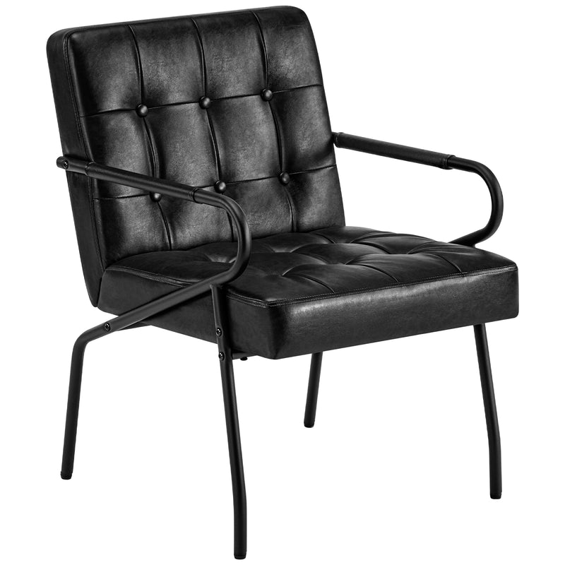 Furniliving Fashion Pu Leather Office Chair, Comfortable Accent Chair With Metal Frame