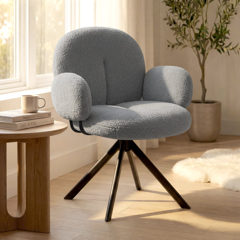 Cute Swivel Teddy Vanity Chair With Round Shaped