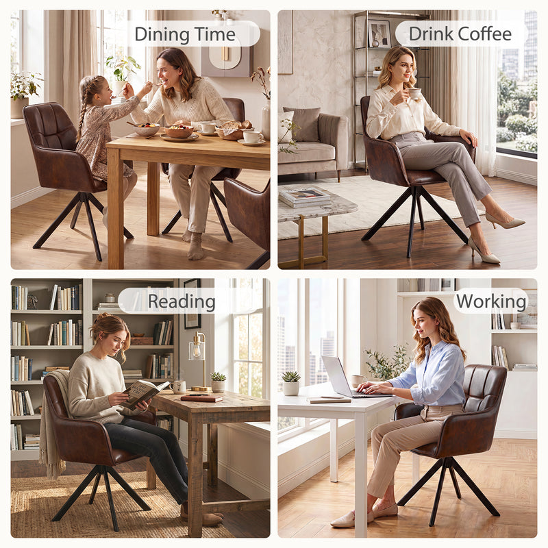Comfortable Ergonomic Swivel Dining  Chairs Set  Of 2 for Kitchen
