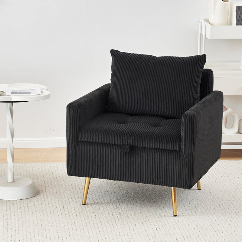 HFFO2612 Cozy Corduroy Single Seat Sofa with Lift-Up Storage & Side Pocket