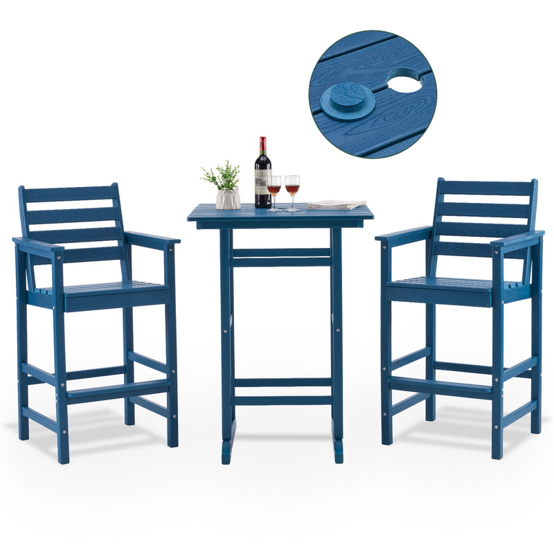 Outdoor Tall Adirondack Bar Chairs Set of 2,All-Weather HDPE Outdoor Bar Stools For Poolside