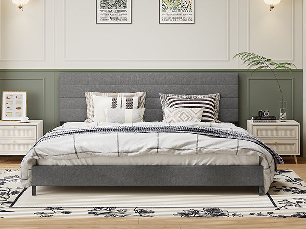 Furniliving Leonard Contemporary Modern Upholstered Platform Bed