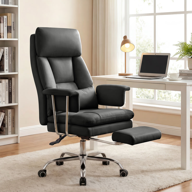 PU Leather High Back Executive Office Chair with Adjustable Lumbar Support