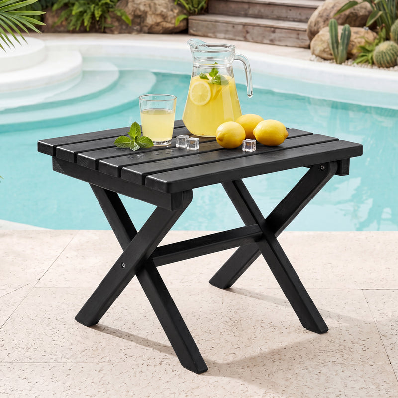 Furniliving 18'' Foldable Square Outdoor Coffee Table ,HDPE  All-Weather Waterproof Camping Table