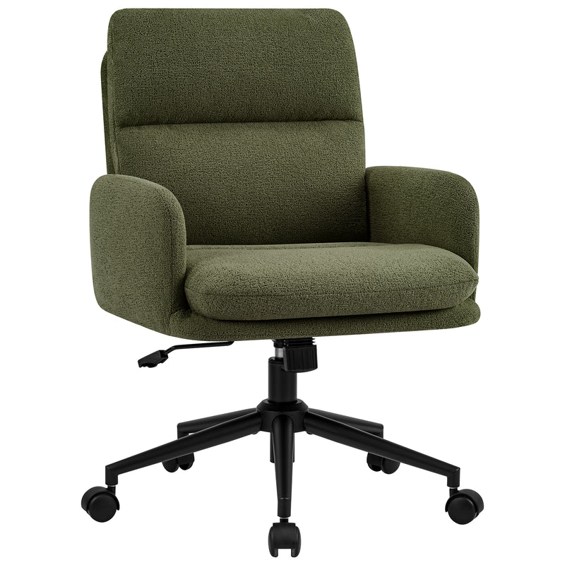 Modern Home Office Desk Chair With High Backrest，Chenille Upholstered Accent Chair With Wheels,Adjustable Swivel Computer Chair With Plush Curved Back,Fashion Vanity Stool Home Office Chair For Home Office,Study Room