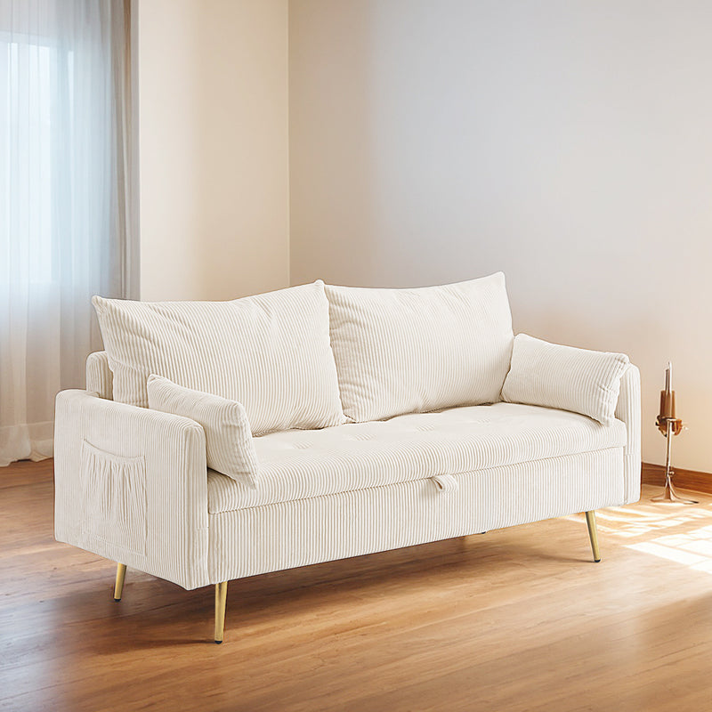 Furniliving Corduroy Upholstered Loveseat With Storage