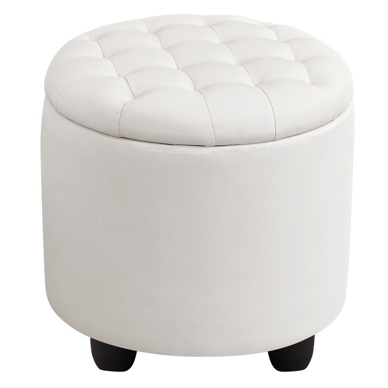Linen Upholstered Storage Ottoman