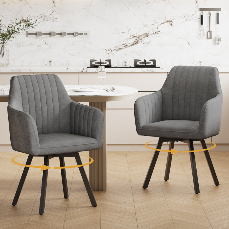 Furniliving 2-Pcs Mid Century Dining Chairs Upholstered Dining Room Chairs With Armrest