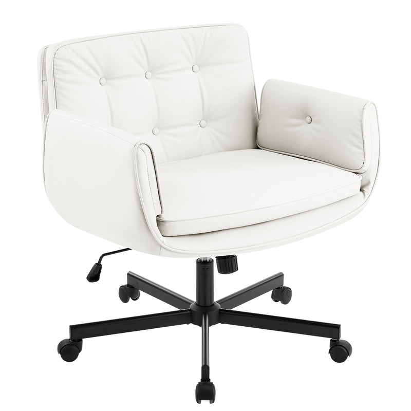 Furniliving Oversize Criss Cross Home Office Desk Chair Faux Leather Accent  Chair With Adjustable Arms