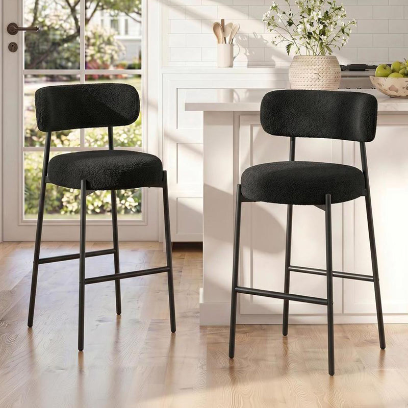 38’’ Upholstered Bar Chairs With Curved Backrest Set Of 2