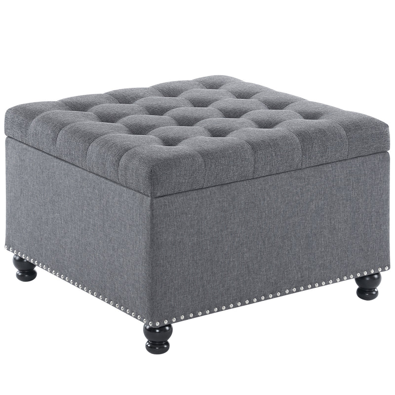 Audel Linen Upholstered Storage Ottoman