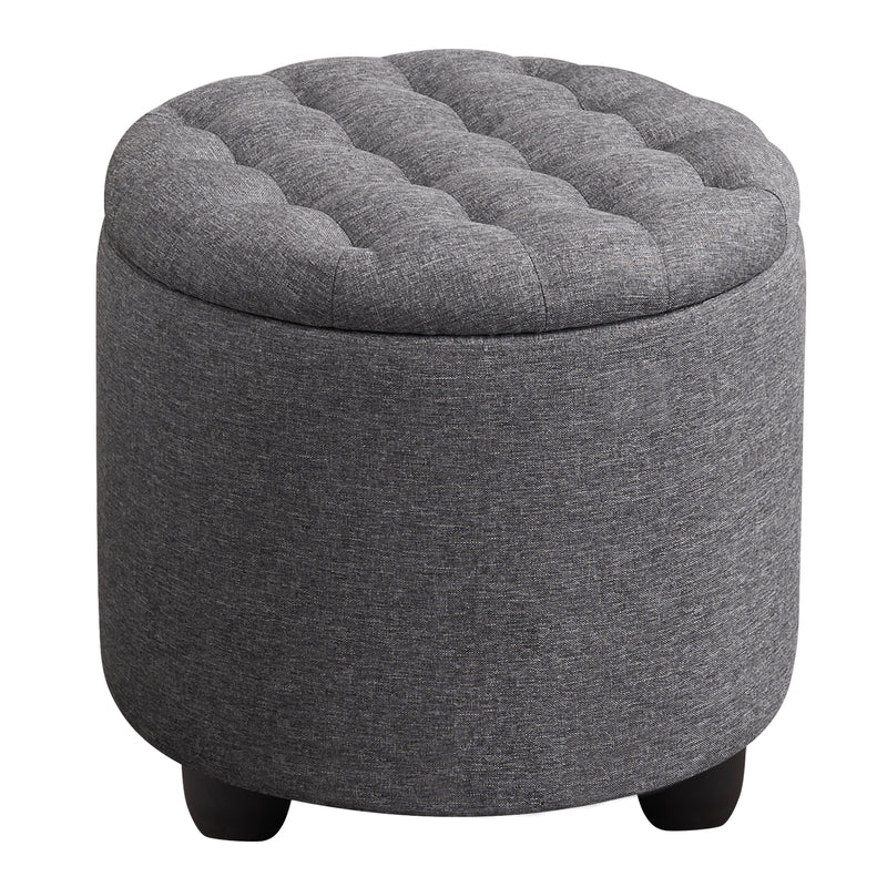 Linen Upholstered Storage Ottoman