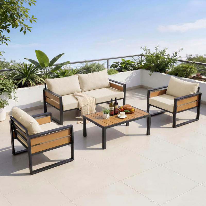 Furniliving  Patio Furniture Set, 2-Piece Steel Outdoor Sectional, 2-Seats Patio Conversation Set with Deep Seating