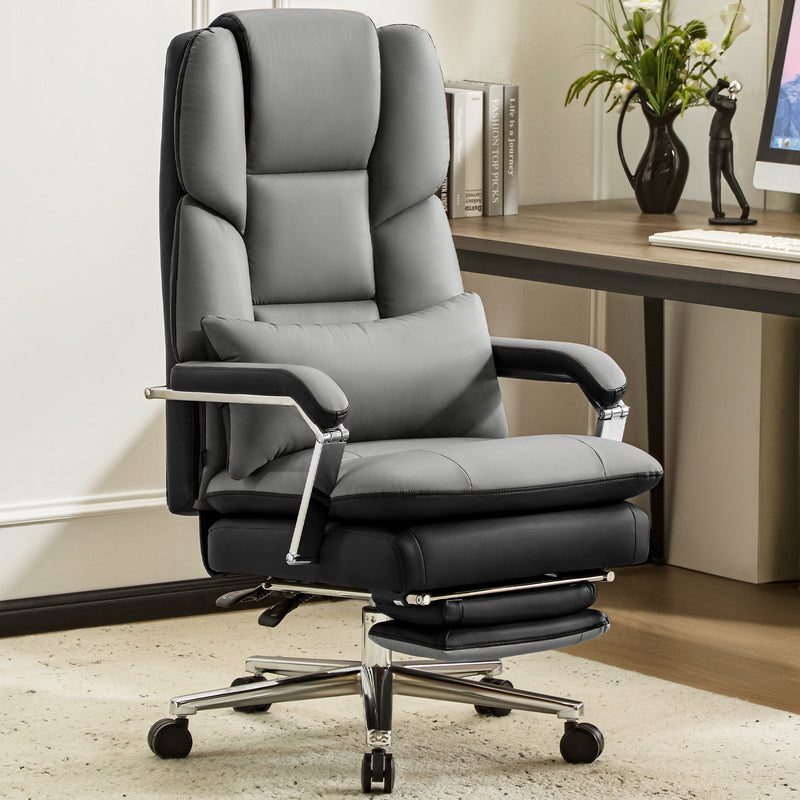 Furniliving faux leather office chair with footrest