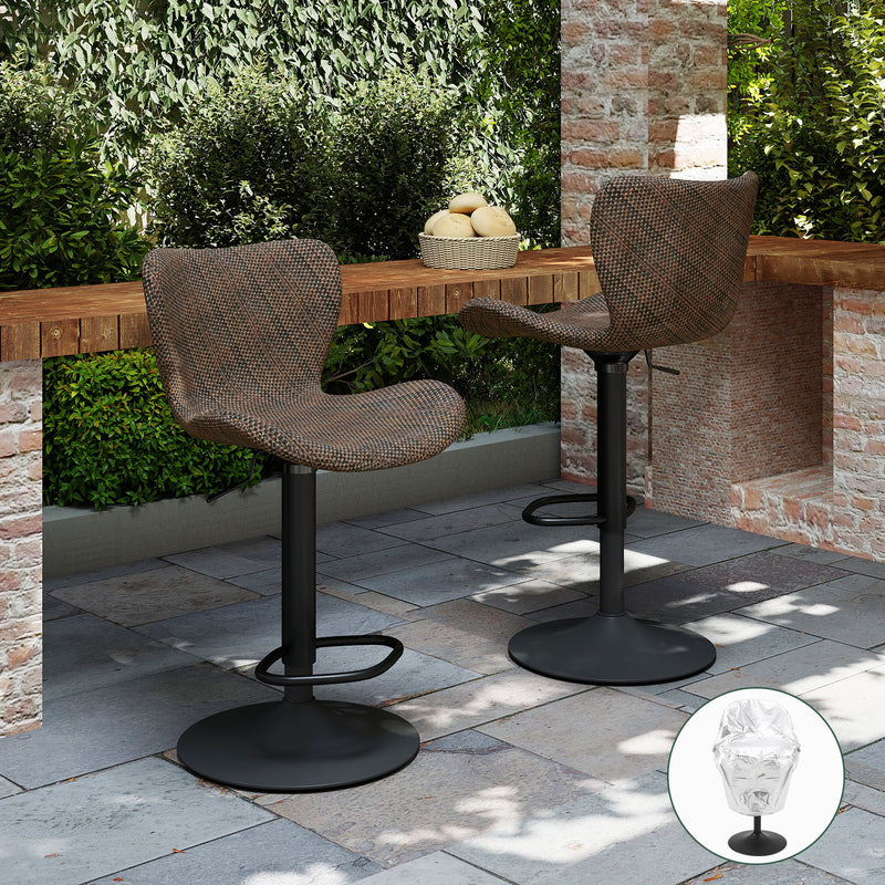 Adjustable Outdoor HDPE Bar Stools Set of 2, All-Weather Textilene Swivel Patio Bar Chairs