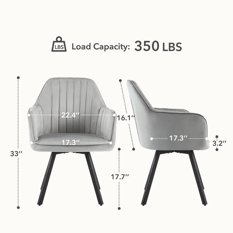 Furniliving 2-Pcs Mid Century Dining Chairs Upholstered Dining Room Chairs With Armrest