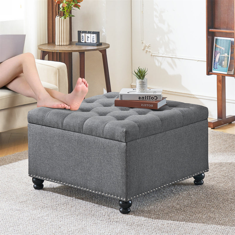 Audel Linen Upholstered Storage Ottoman