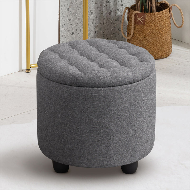 Avers Linen Upholstered Storage Ottoman